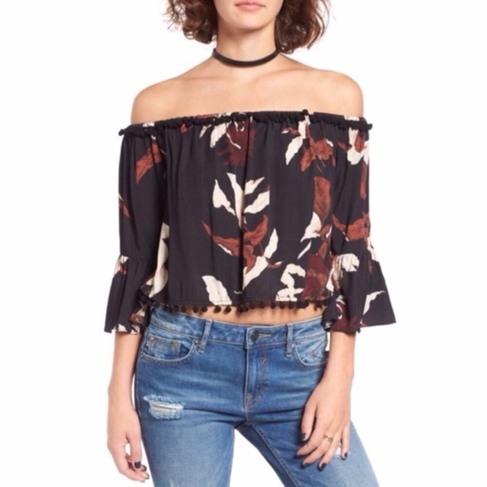 Tularosa Alexa Navy Floral Off-the-Shoulder Top